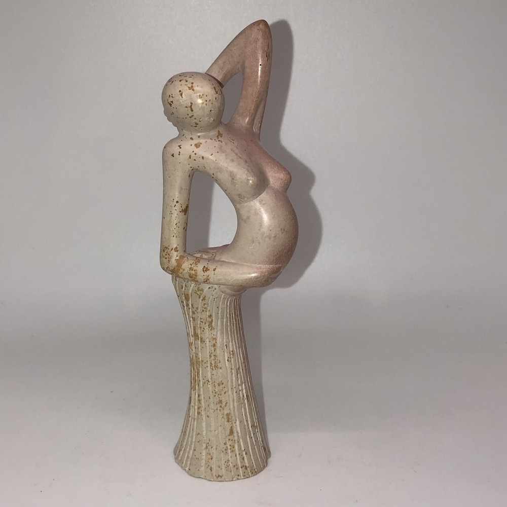 Modern Soapstone Carved Human Woman Figure Statue / Sculpture 7"